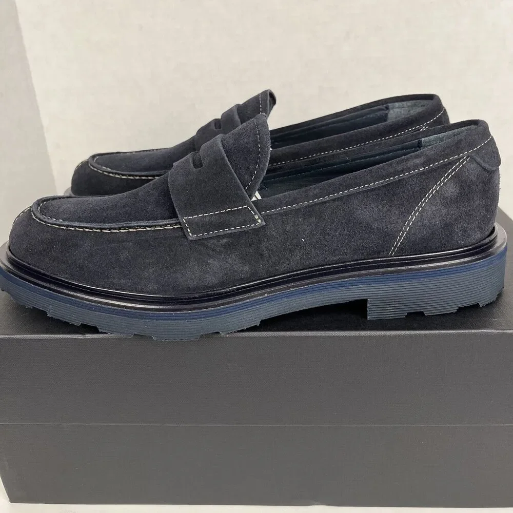 Good Man Brand Mens Size 7.5 Navy Lexington Loafer Suede Dress Shoe - Picture 3 of 9